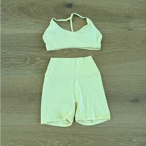 Elite Eleven Luna Flex Sports Bra & Mini Shorts Size XS Butter Yellow